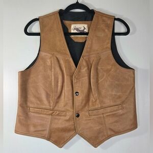VINTAGE GENUINE LEATHER WESTERN VEST.